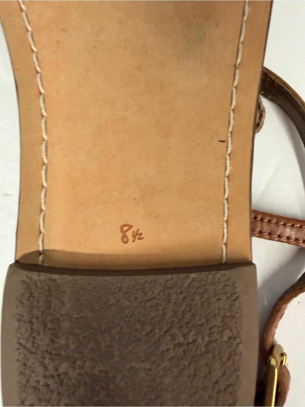 Sam Edelman Brown Leather T-Strap Sandals size 8.5 - Picture 3 of 3